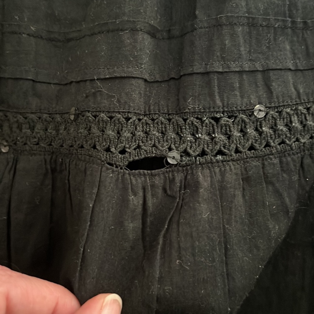 Just for Wraps Crochet Sequin Detail Full A-Line Maxi Skirt in Black Size M - Picture 13 of 14